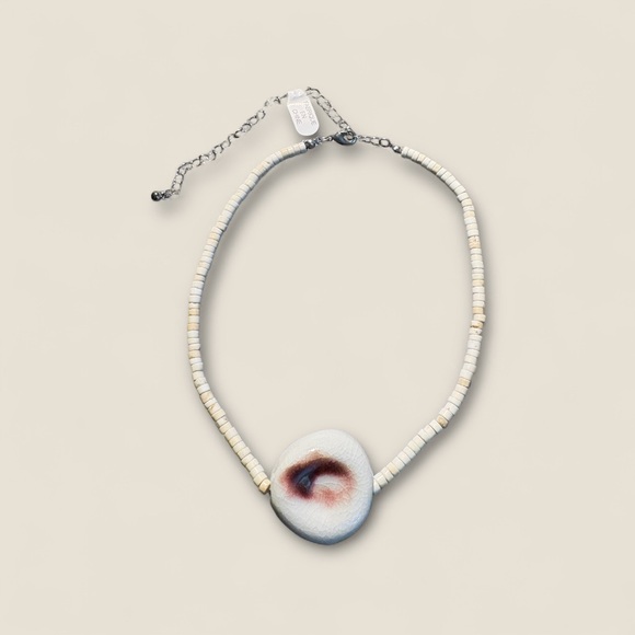 Free People Jewelry - Free People Shell Beaded and Ceramic Glazed Necklace NWOT